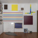 Bureau de Philippe Bodenmann décoré avec les œuvres de sa collection, Auvernier, 2026, ©Olivier Zimmermann