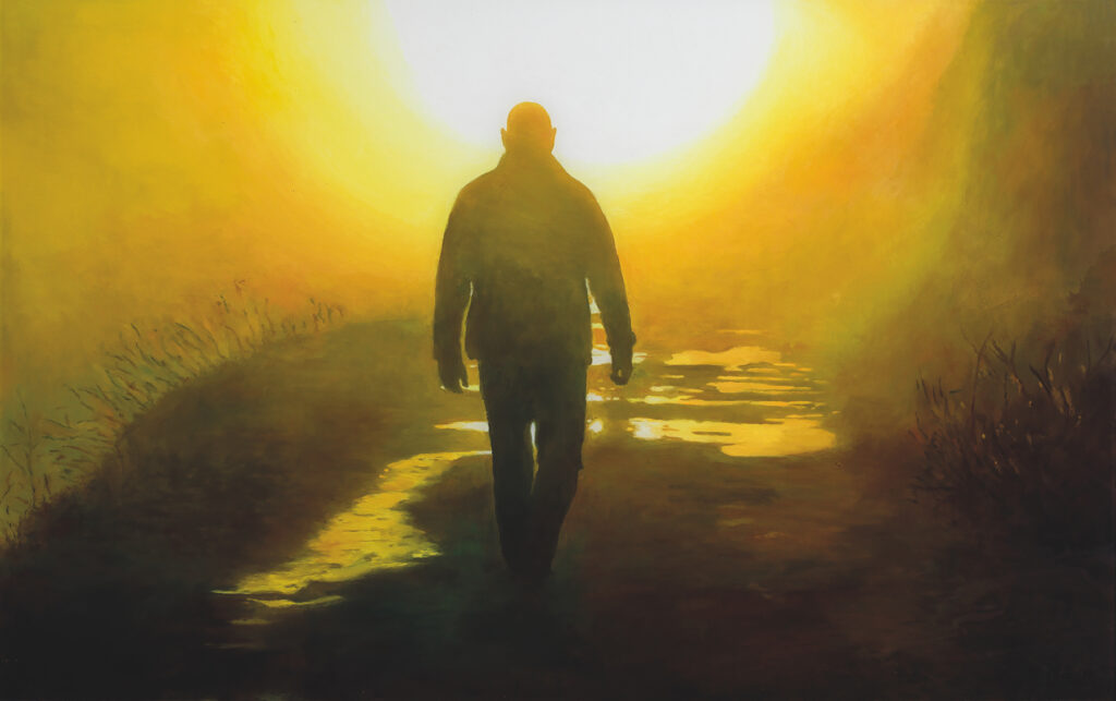 © Silvia Gertsch: Misty II 2022, Öl auf Glas, 89 × 142 cm