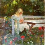 Anna Ancher Ein Mädchen im Garten im Sommer. Skagen, 1914 Öl auf Malpappe 35 × 28 cm Skagens Museum