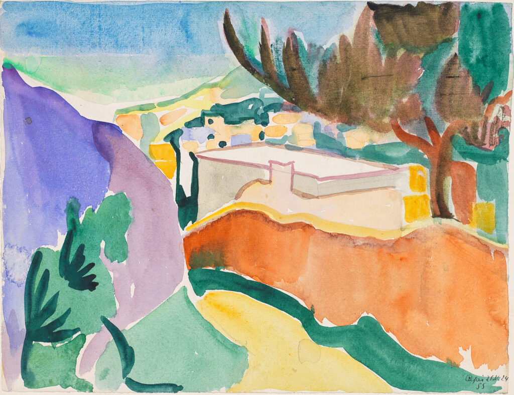 Susanne Schwob Capri (Rückseite: Sitzendes Mädchen, Halbfigur), 1924 Aquarell auf Papier 23,5 × 35 cm Kunstmuseum Bern, Legat Susanne Schwob