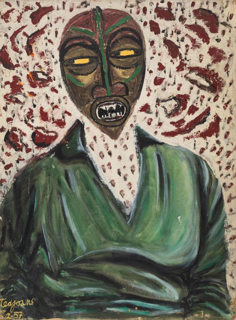 Ted Joans MAU MAU Mona Lisa, 1953 – 1957 Huile sur panneau, 61 × 44,5 cm Collection particulière, New York © Ted Joans Estate, Courtesy Laura Corsiglia et Zürcher Gallery New York/Paris Photo : Adam Reich